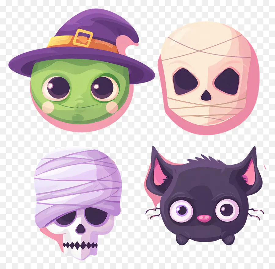 Personajes De Halloween，Lindos Iconos De Halloween PNG