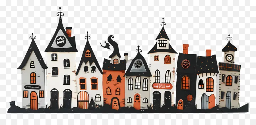 Frontera De Halloween，Casas De Halloween PNG