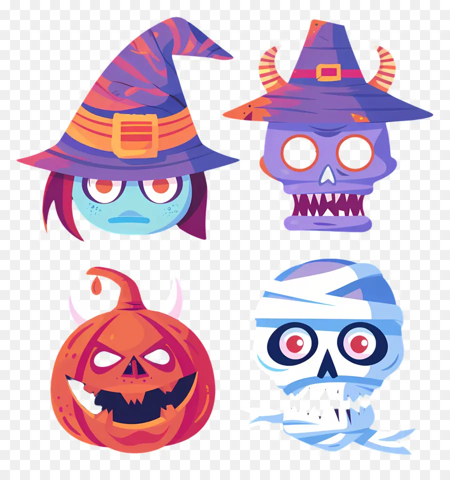 Personajes De Halloween，Máscaras De Halloween PNG