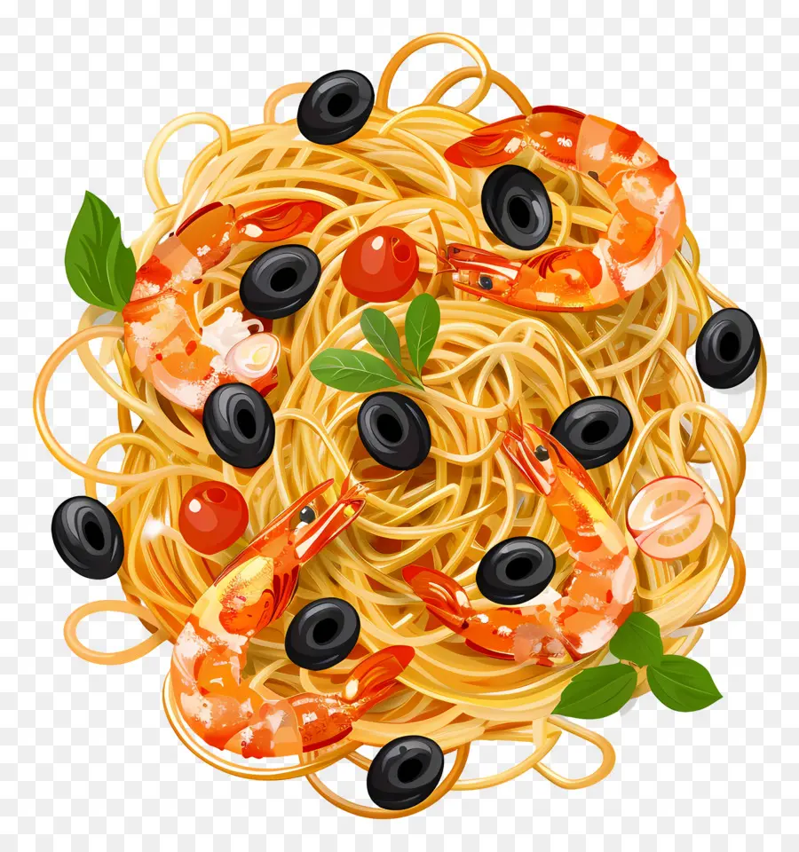 Espaguetis，Pasta Con Camarones PNG