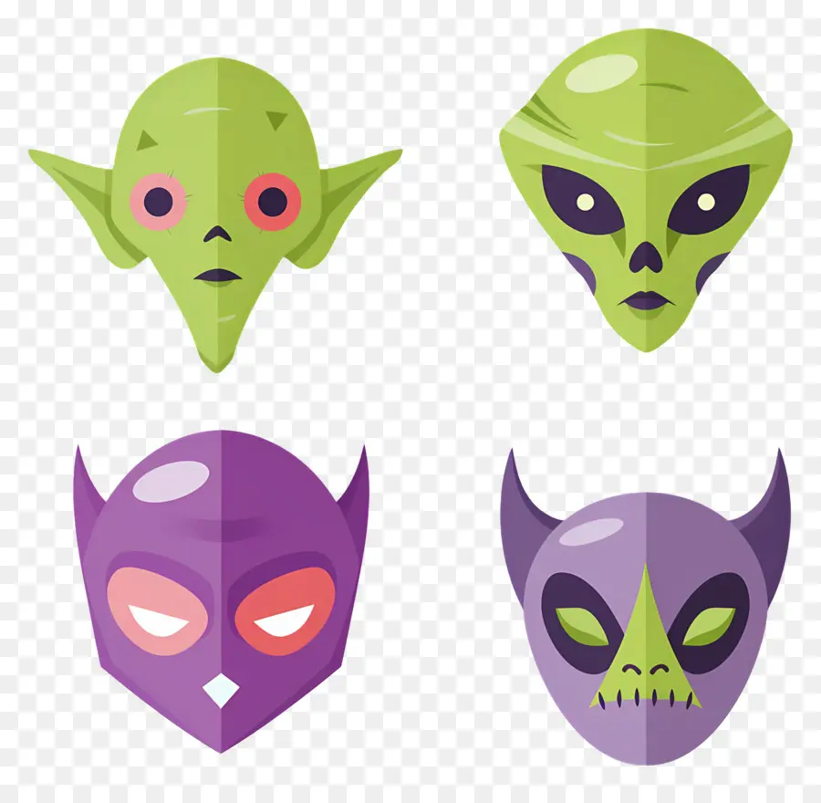 Personajes De Halloween，Caras Alienígenas PNG