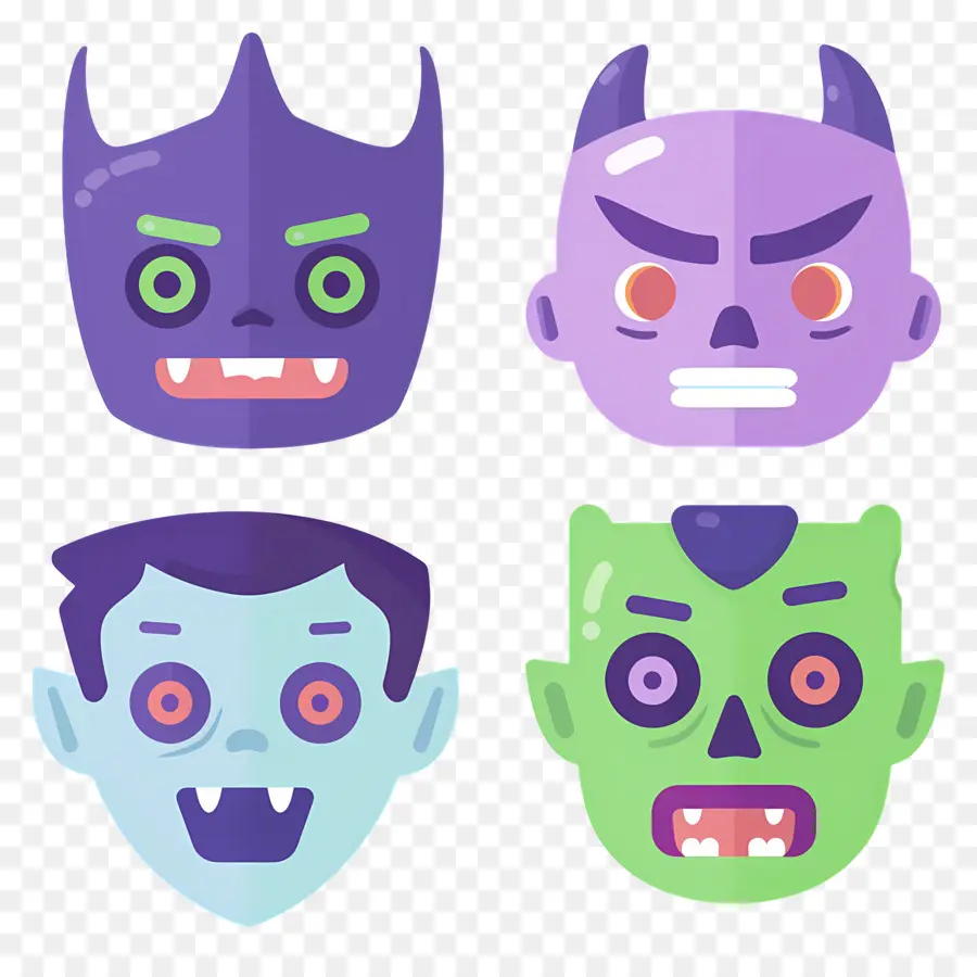 Personajes De Halloween，Caras De Monstruos PNG