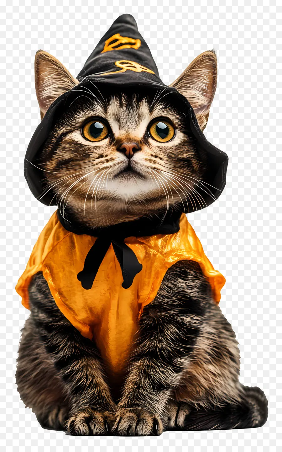 Gato Halloween，Gato Disfrazado De Bruja Naranja PNG