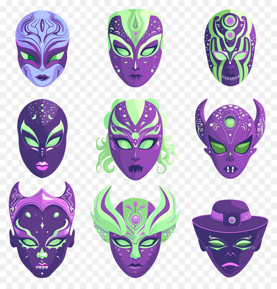 Personajes De Halloween，Máscaras Alienígenas PNG