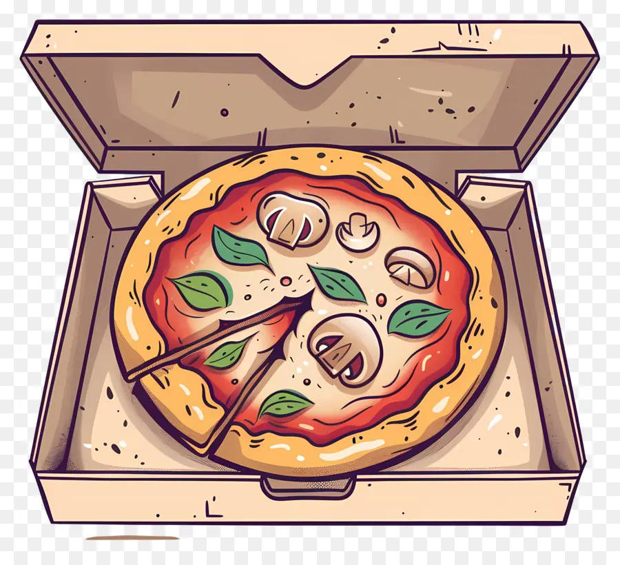 Caja De Pizza，Hongos PNG