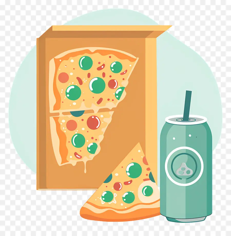 Caja De Pizza，Pizza Y Refresco PNG