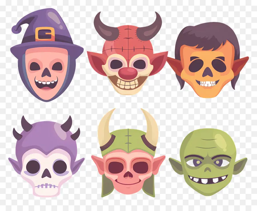 Personajes De Halloween，Mascaras De Calavera PNG