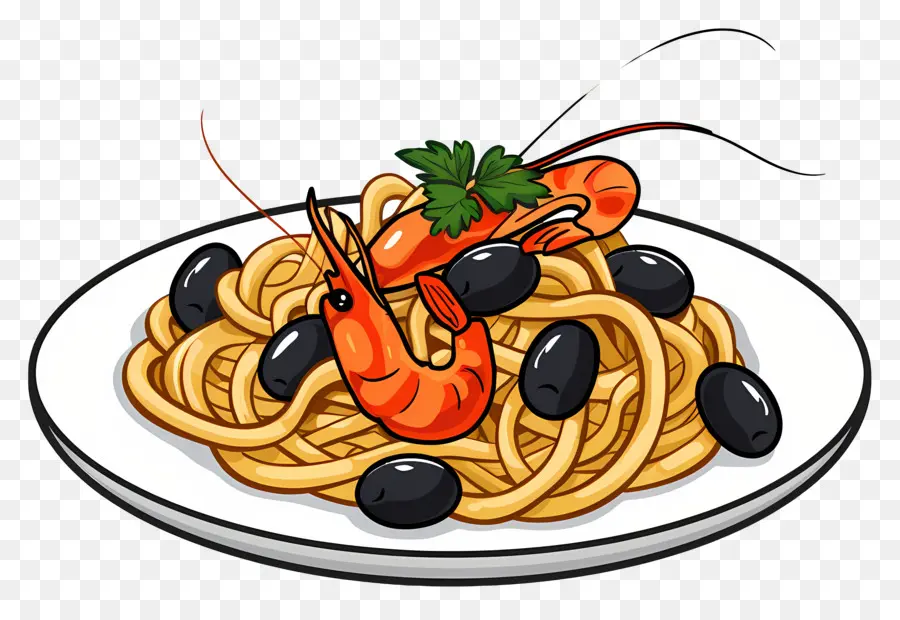 Espaguetis，Pasta Con Camarones PNG