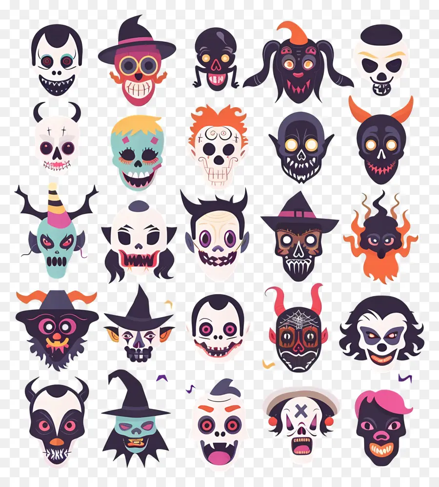 Personajes De Halloween，Caras De Halloween PNG