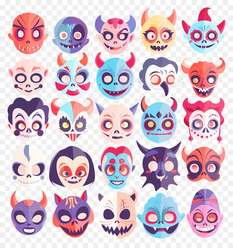 Personajes De Halloween，Caras De Halloween PNG