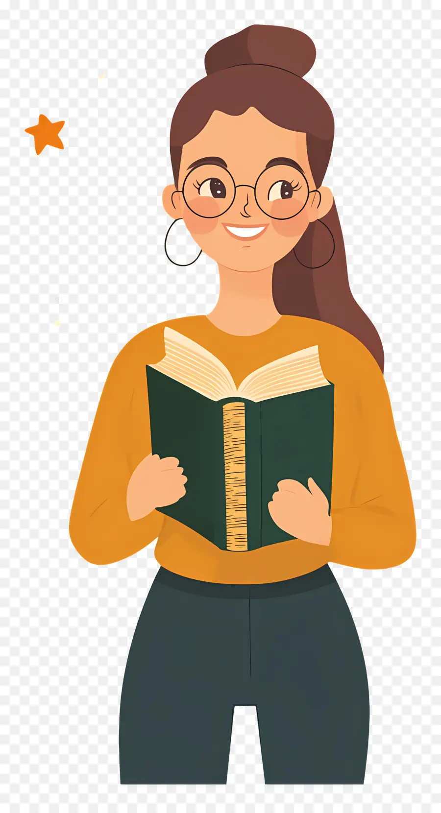 Profesor De Dibujos Animados，Chica Con Libros PNG