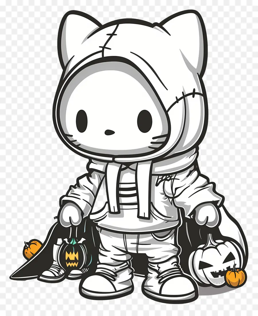 Hola Gatito Halloween，Lindo Gato Con Capucha PNG