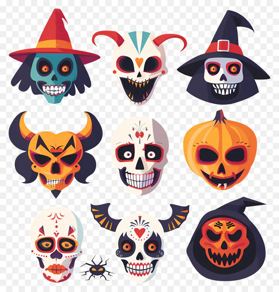 Personajes De Halloween，Calaveras De Halloween PNG