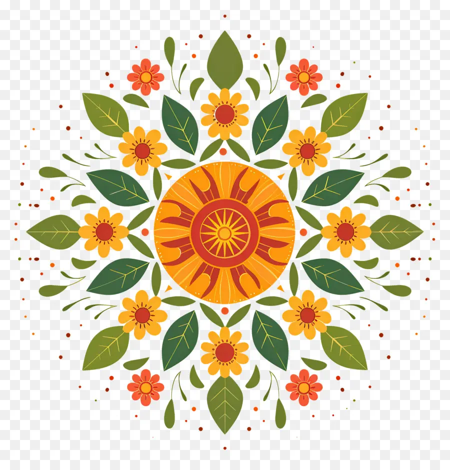 Pookalam，Mandalas Florales PNG