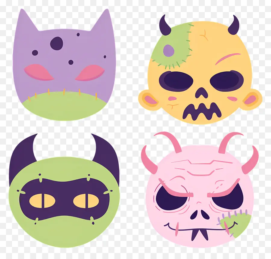 Personajes De Halloween，Máscaras De Monstruos PNG