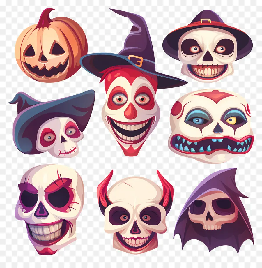 Personajes De Halloween，Calaveras De Halloween PNG