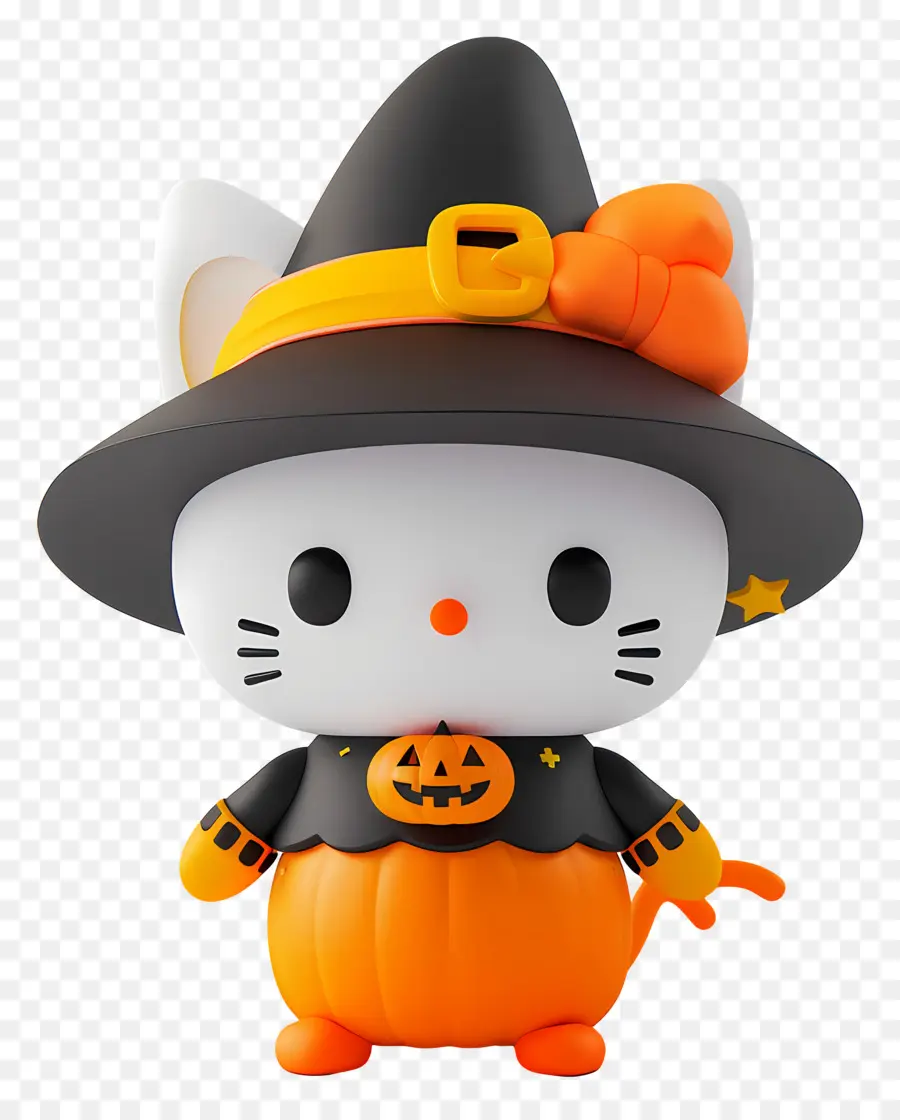 Hola Gatito Halloween，Bruja Gato PNG