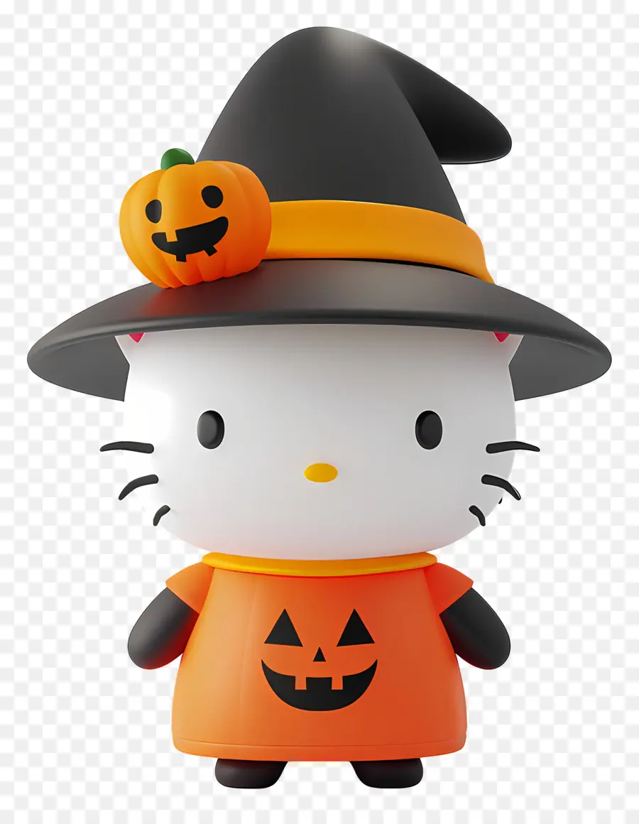 Hola Gatito Halloween，Bruja Gato PNG