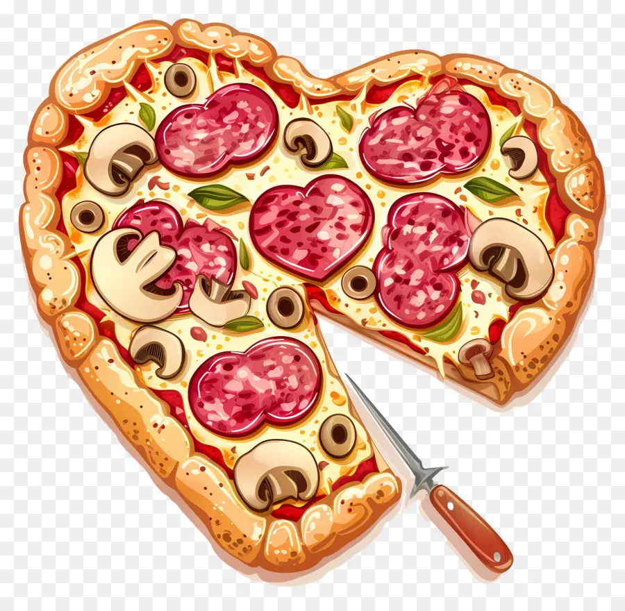 Pizza De Corazón，Pizza En Forma De Corazón PNG