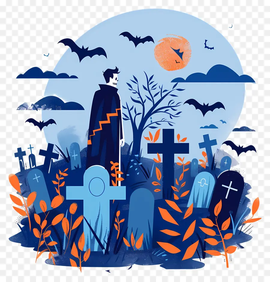 Vampiro De Halloween，Cementerio PNG