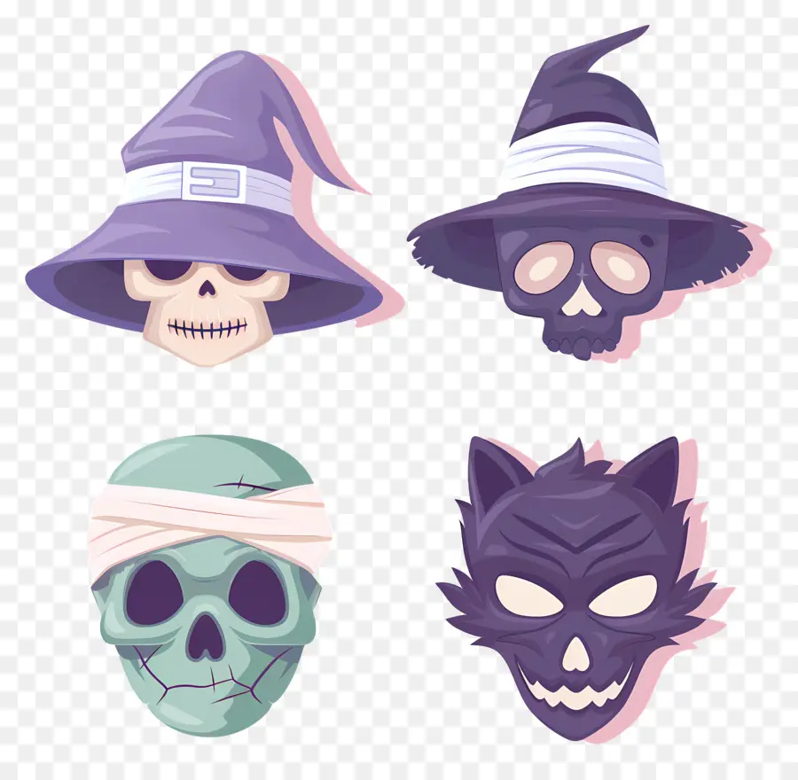 Personajes De Halloween，Calaveras De Halloween PNG