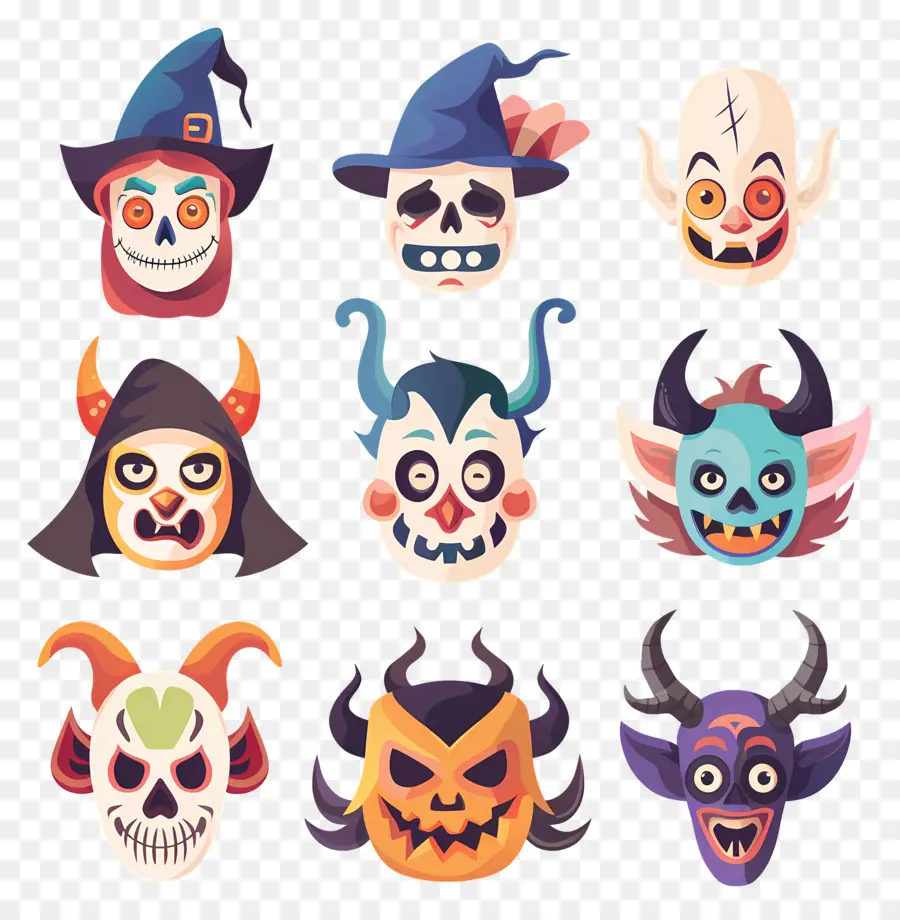 Personajes De Halloween，Calaveras De Halloween PNG