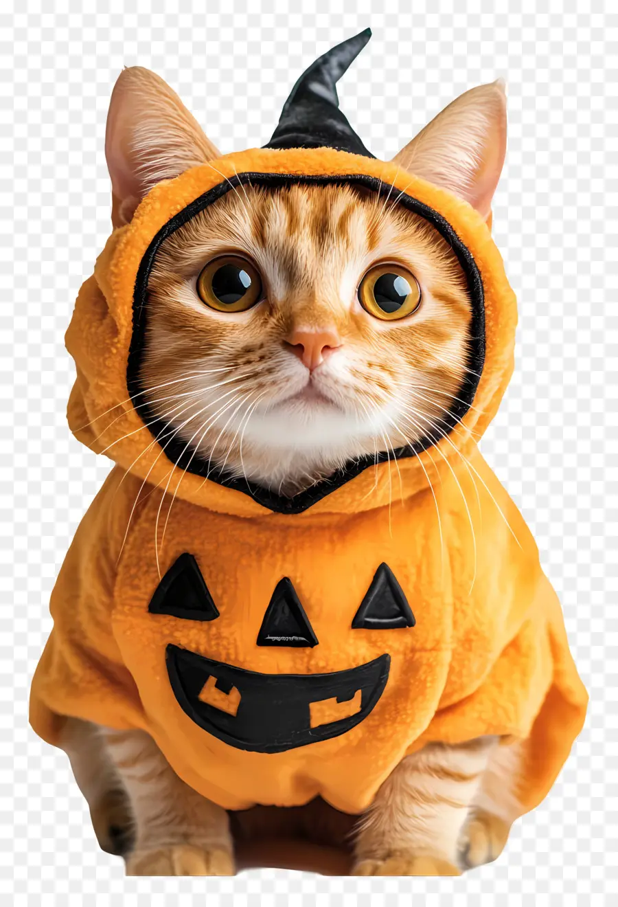 Gato Halloween，Gato Naranja Disfrazado De Calabaza PNG