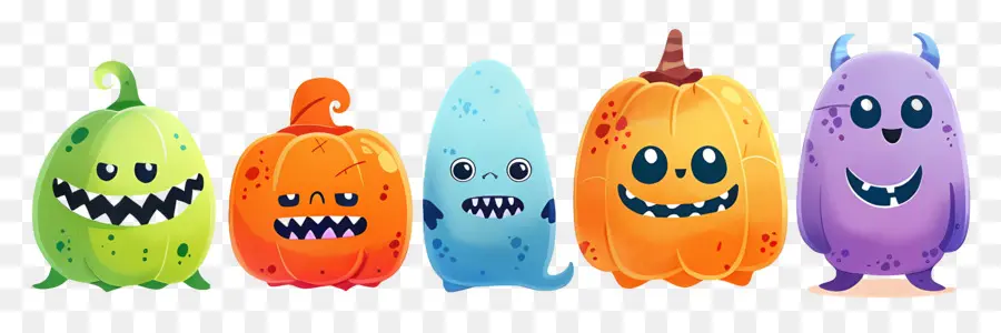 Frontera De Halloween，Monstruos Coloridos PNG