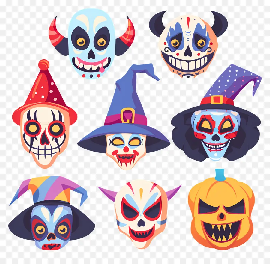 Personajes De Halloween，Caras De Halloween PNG