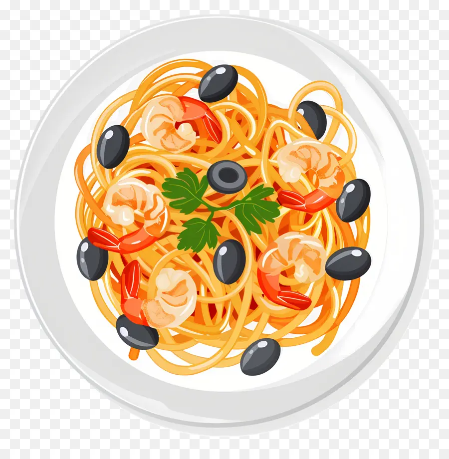 Espaguetis，Pasta Con Camarones PNG