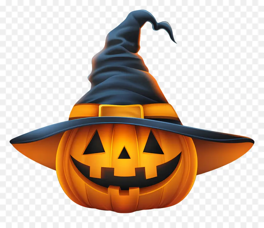 Sombrero De Halloween，Calabaza Con Sombrero De Bruja PNG