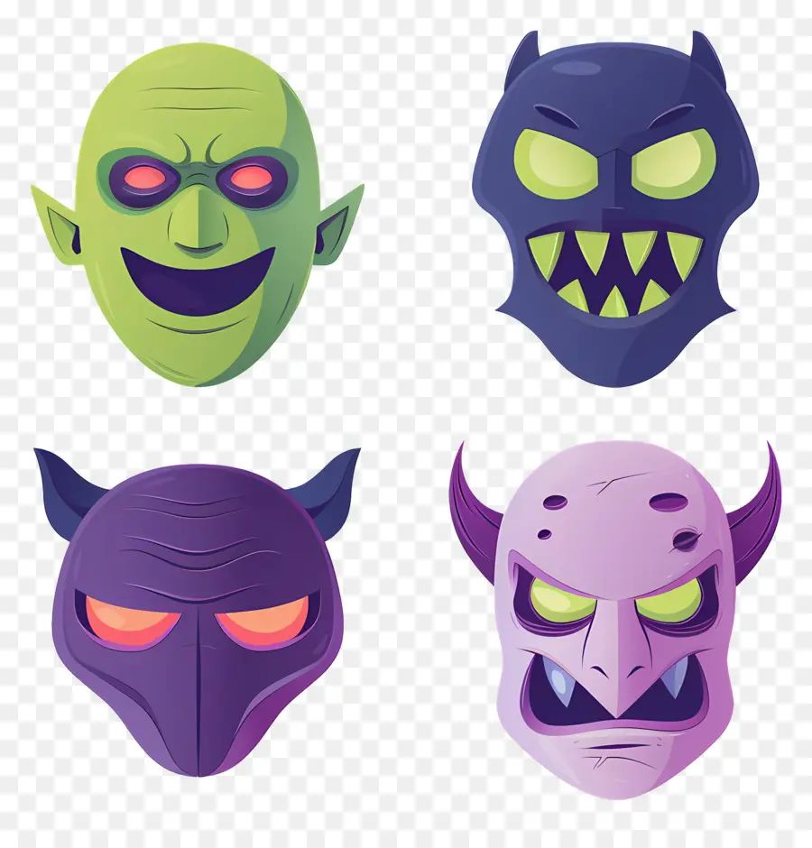 Personajes De Halloween，Caras De Monstruos PNG