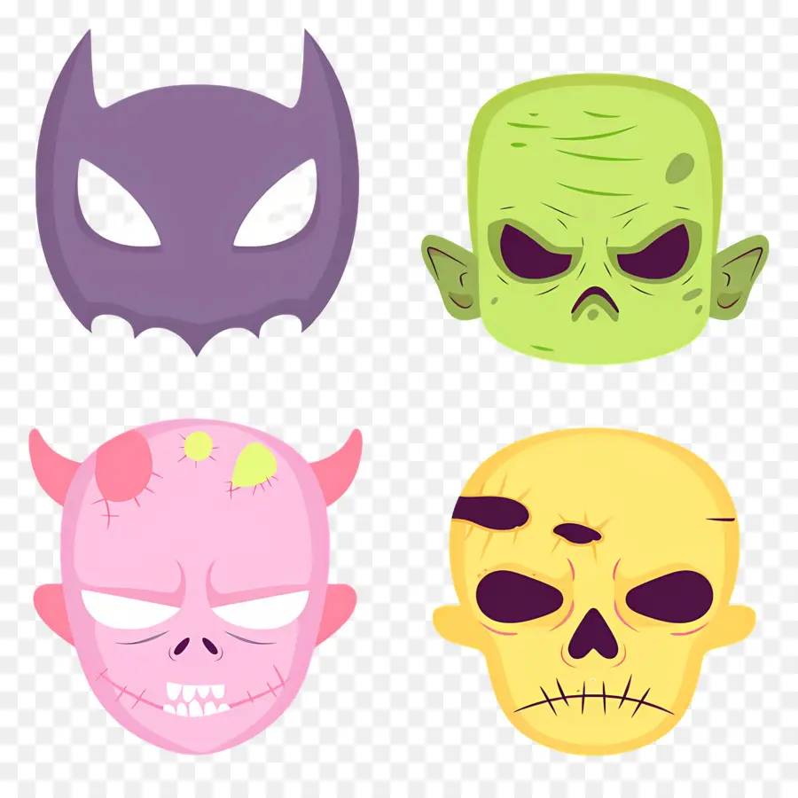 Personajes De Halloween，Máscaras De Monstruos PNG