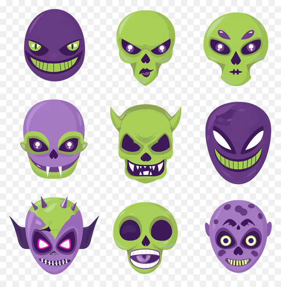 Personajes De Halloween，Caras De Monstruos PNG