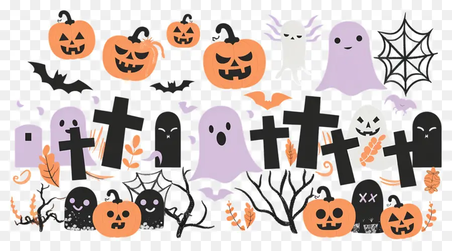 Fondo De Halloween，Decoraciones De Halloween PNG