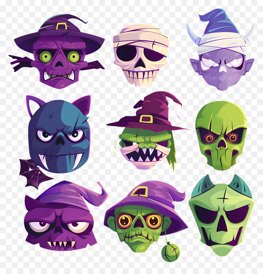 Personajes De Halloween，Caras De Zombis PNG