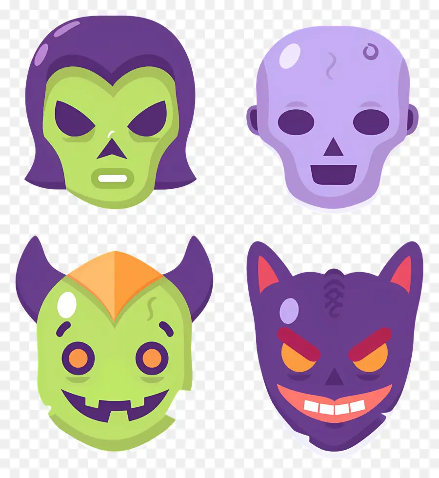 Personajes De Halloween，Máscaras De Monstruos PNG