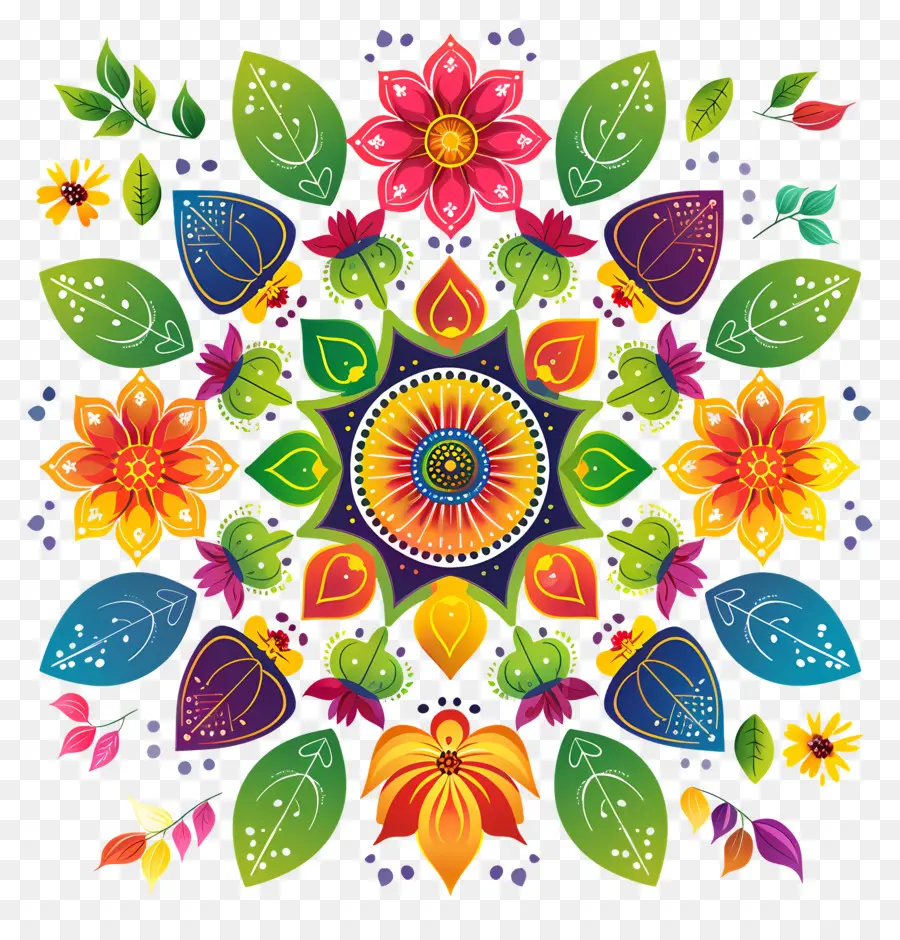 Pookalam，Mandalas Coloridas PNG