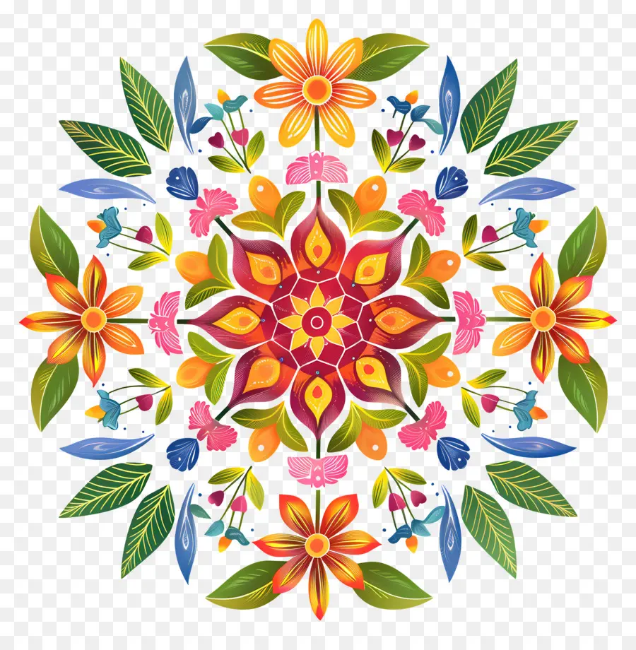 Pookalam，Mandalas Coloridas PNG