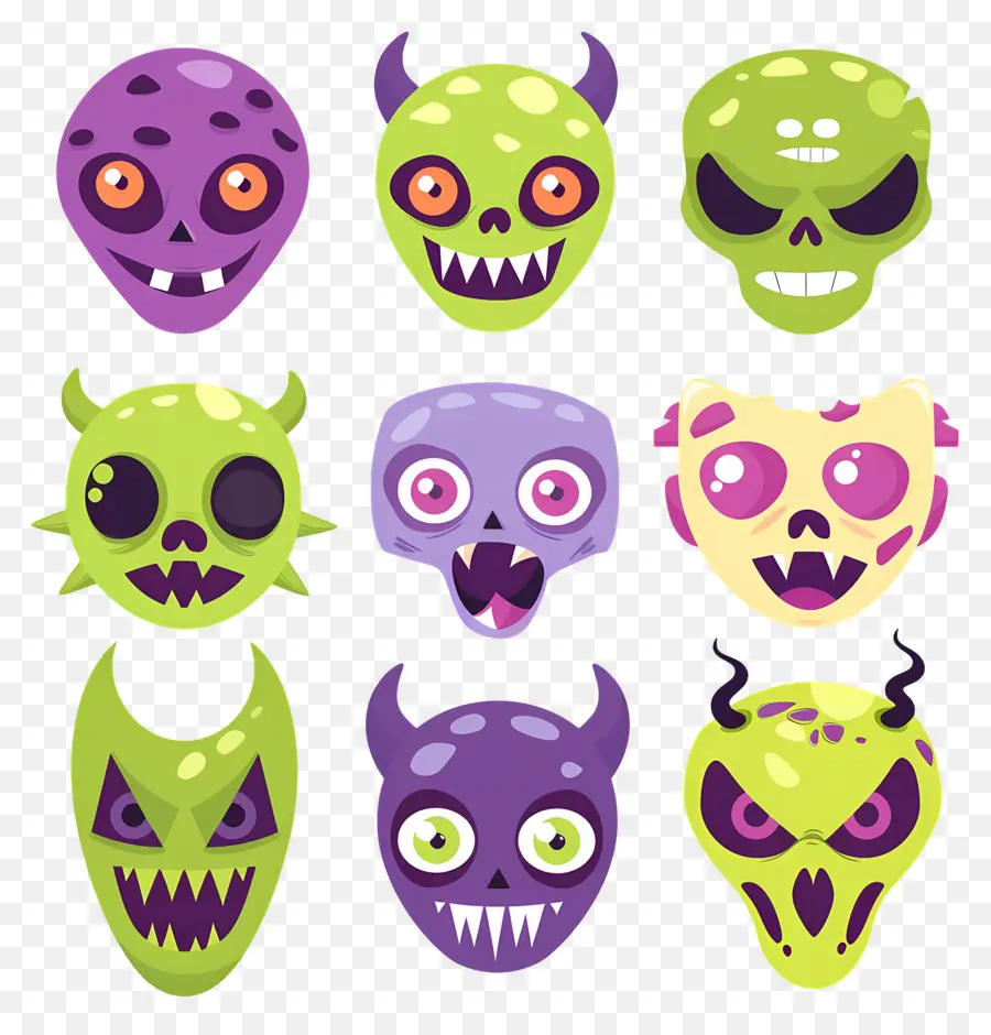 Personajes De Halloween，Caras De Monstruos PNG