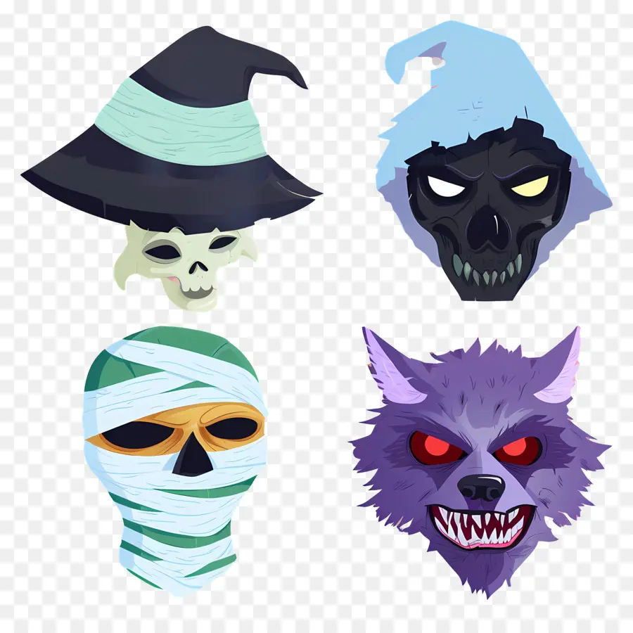 Personajes De Halloween，Máscaras De Miedo PNG