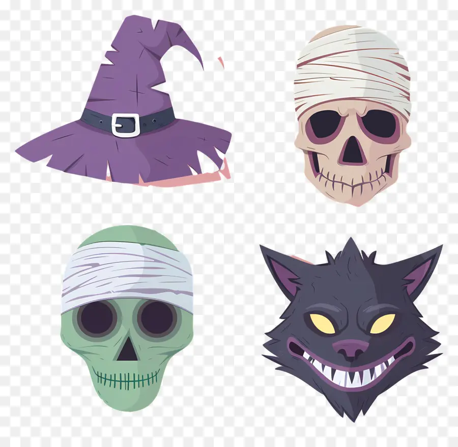 Personajes De Halloween，Calaveras De Halloween PNG