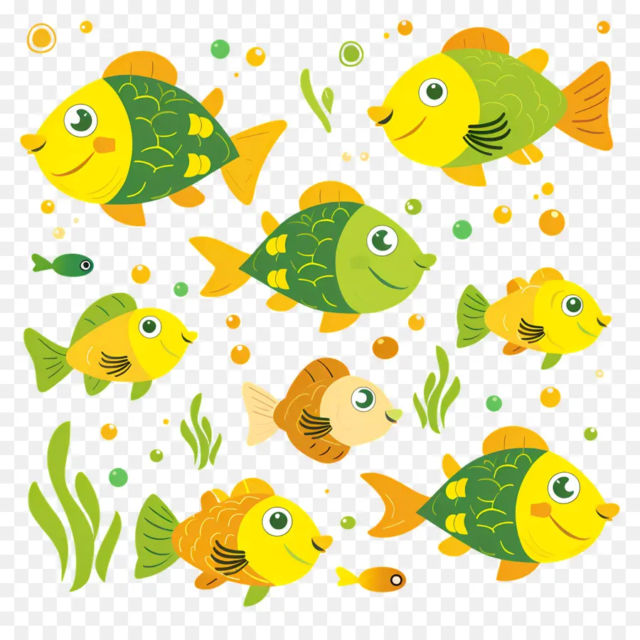 Grupo De Peces，Pez Amarillo PNG