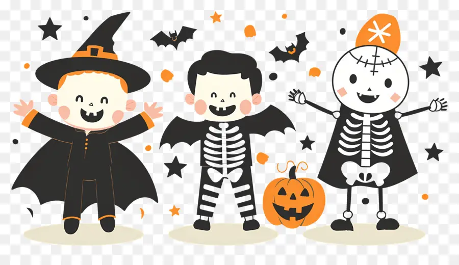 Niños De Halloween，Niños Con Disfraces De Halloween PNG