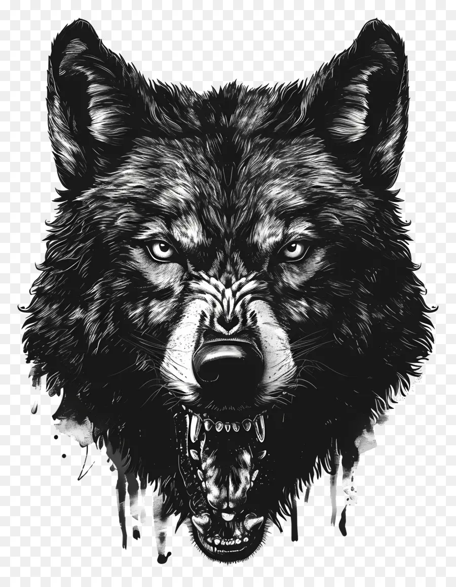 Cabeza De Lobo，Lobo Blanco Y Negro PNG