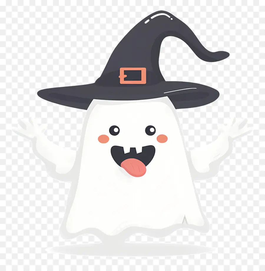 Fantasma De Dibujos Animados，Fantasma Con Sombrero De Bruja PNG