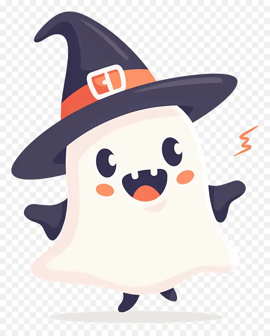 Fantasma De Dibujos Animados，Lindo Fantasma Con Sombrero De Bruja PNG