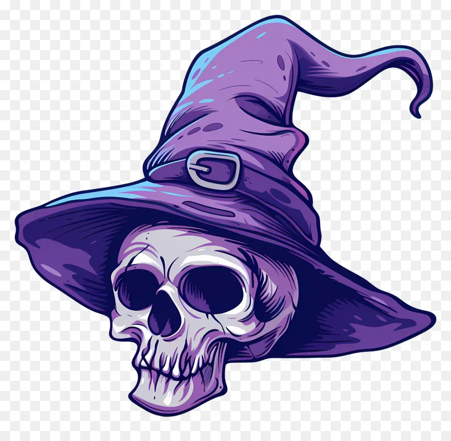 Gorra De Halloween，Calavera Con Sombrero De Bruja PNG