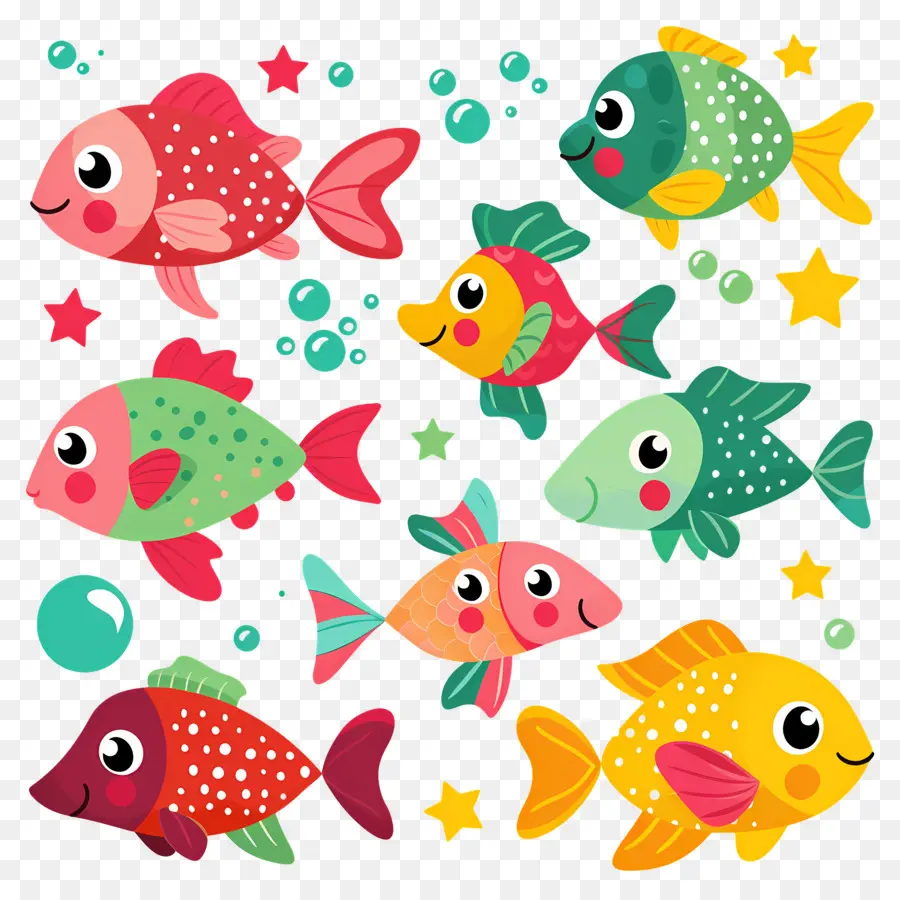 Dibujos Animados De Peces，Peces Coloridos PNG