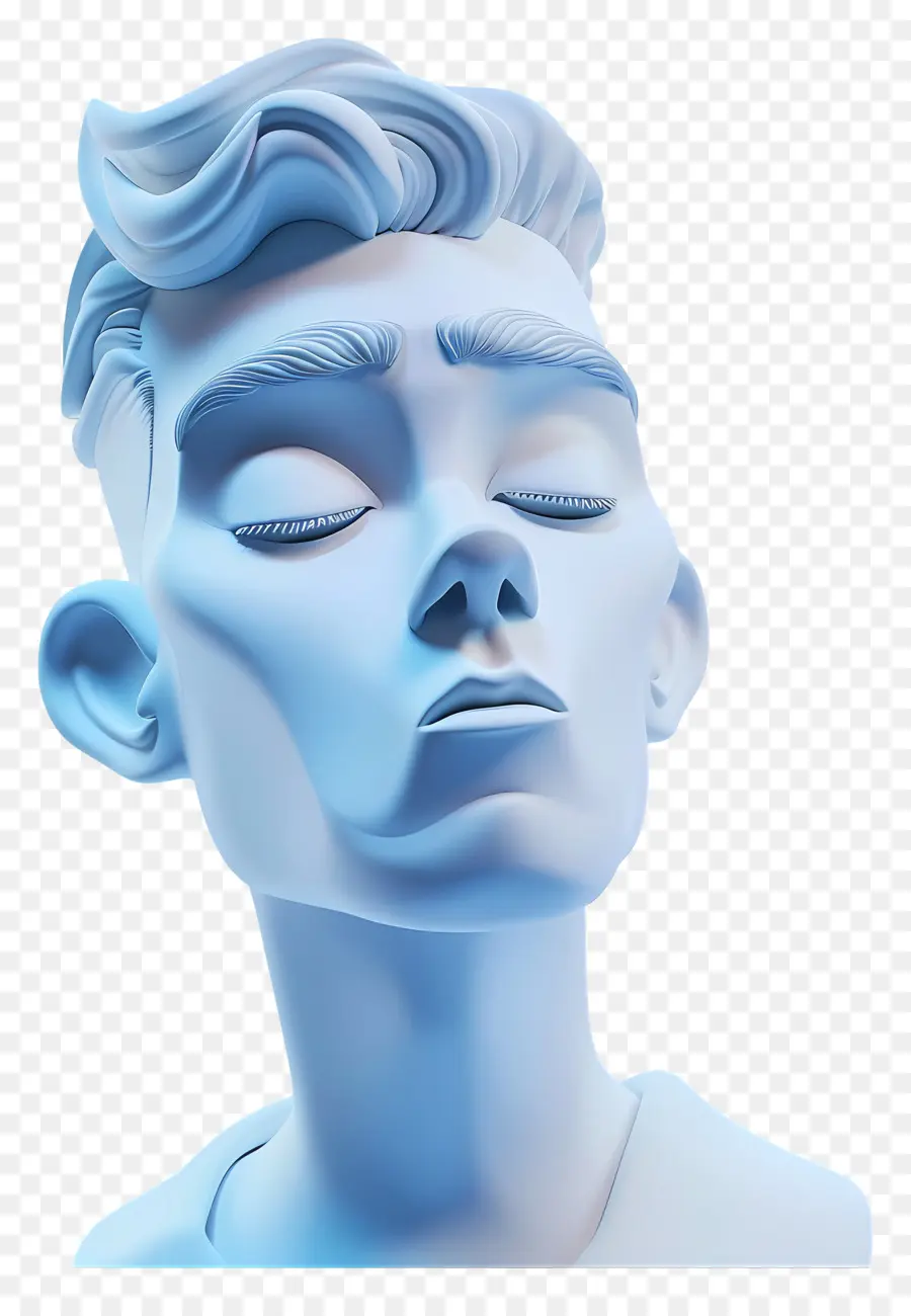 Cara De Hombre，Escultura Azul PNG